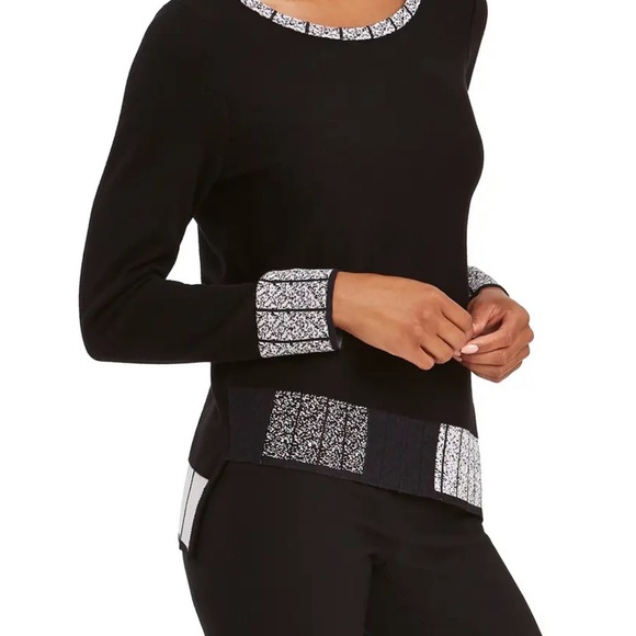 NIC+ZOE Stand Out Sweater | Black Knit Pleated Sparkle Holiday Cocktail - Picture 2 of 9